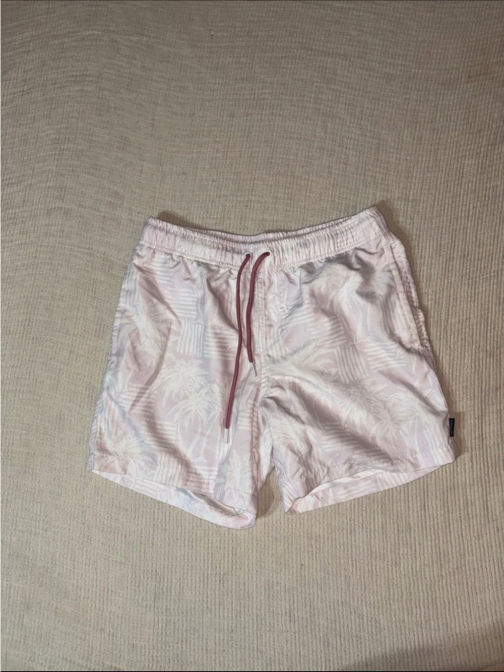 Ring of Fire Pink Tropical Swim Shorts with White Palm Print
